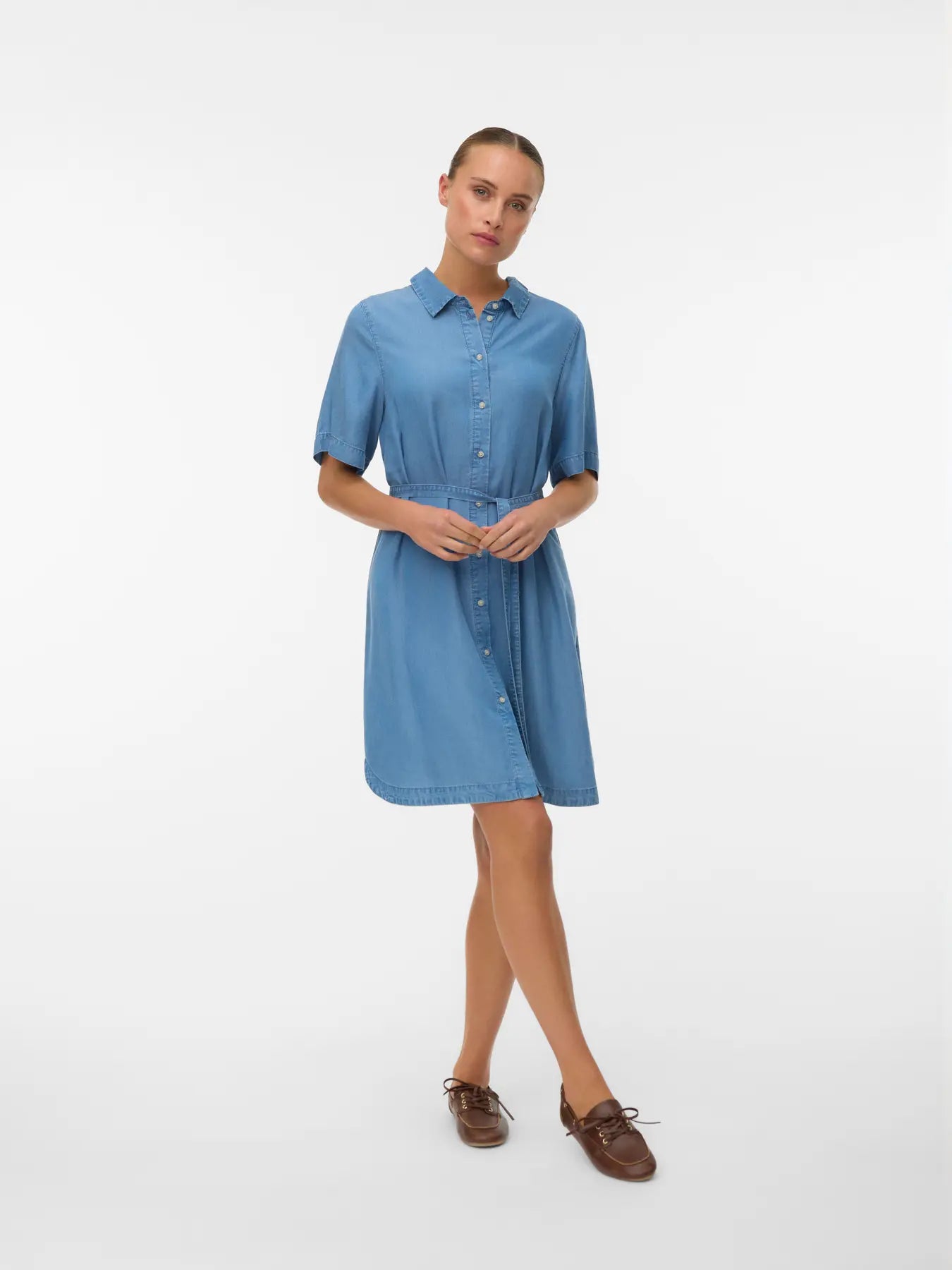 VM BREE TENCIL SHIRT DRESS - MEDIUM BLUE DENIM
