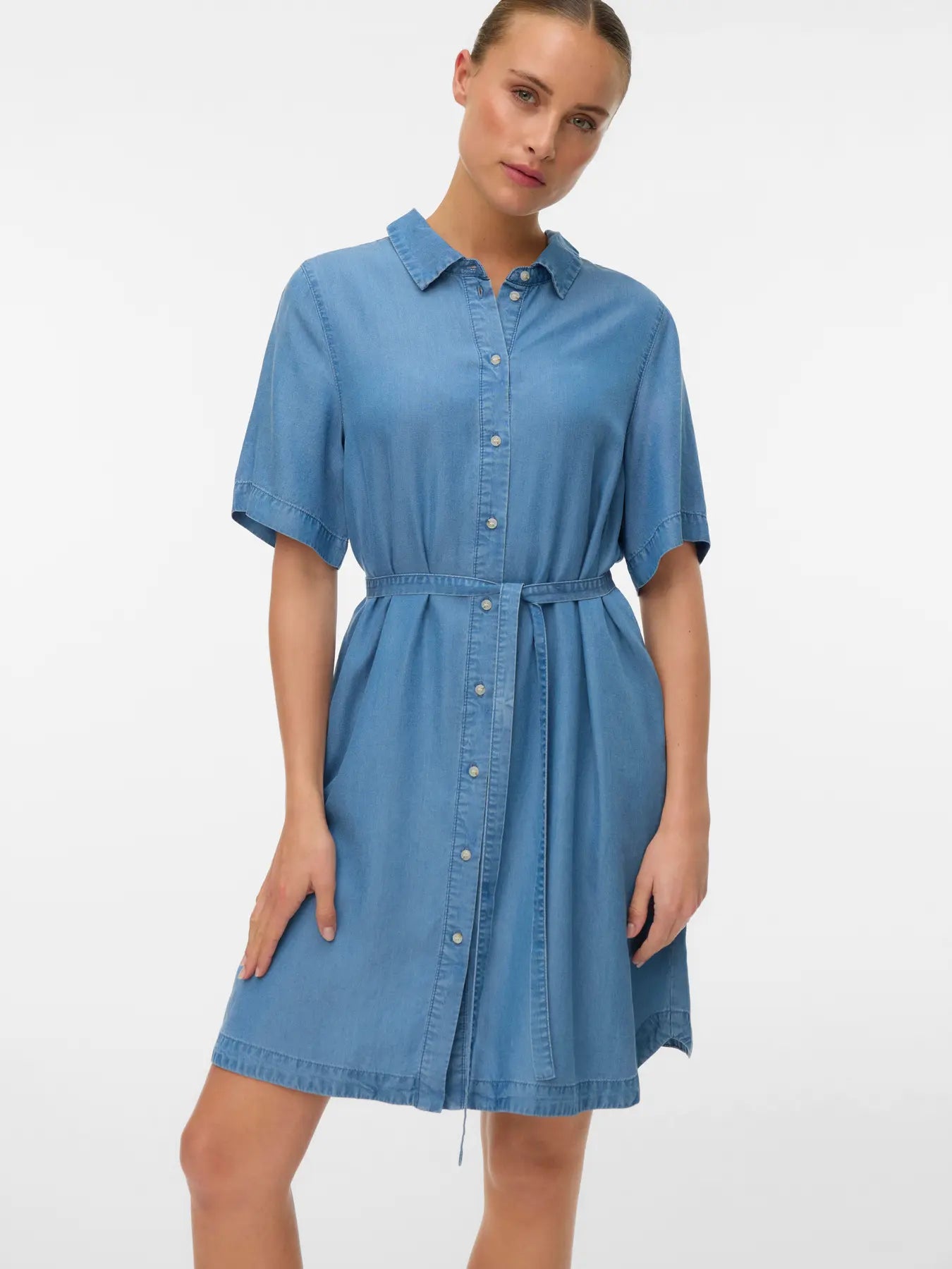 VM BREE TENCIL SHIRT DRESS - MEDIUM BLUE DENIM