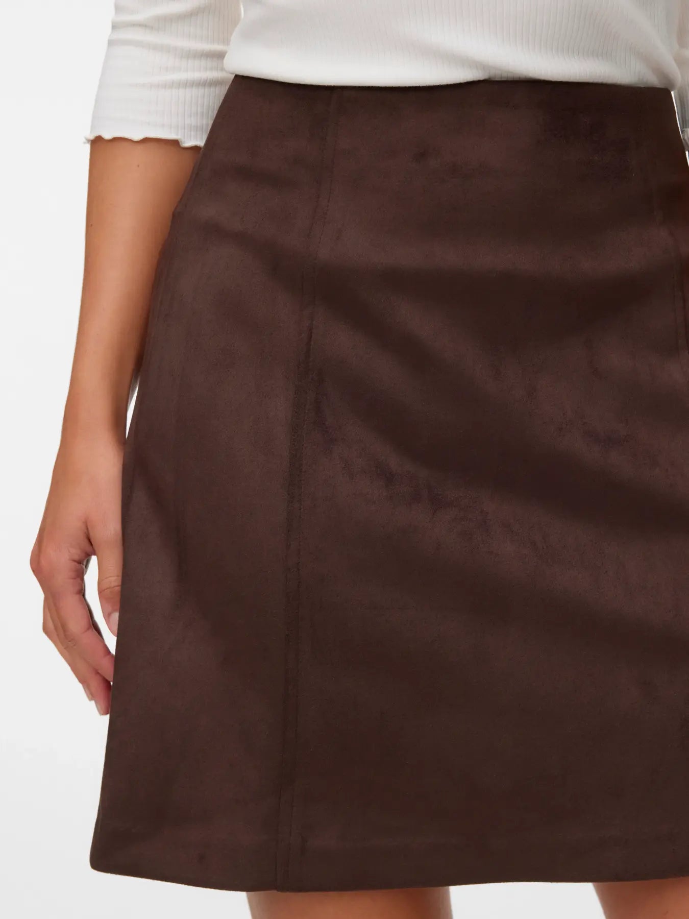 VM DONNA SUEDE KNEE LENGTH SKIRT - COFFEE BEAN