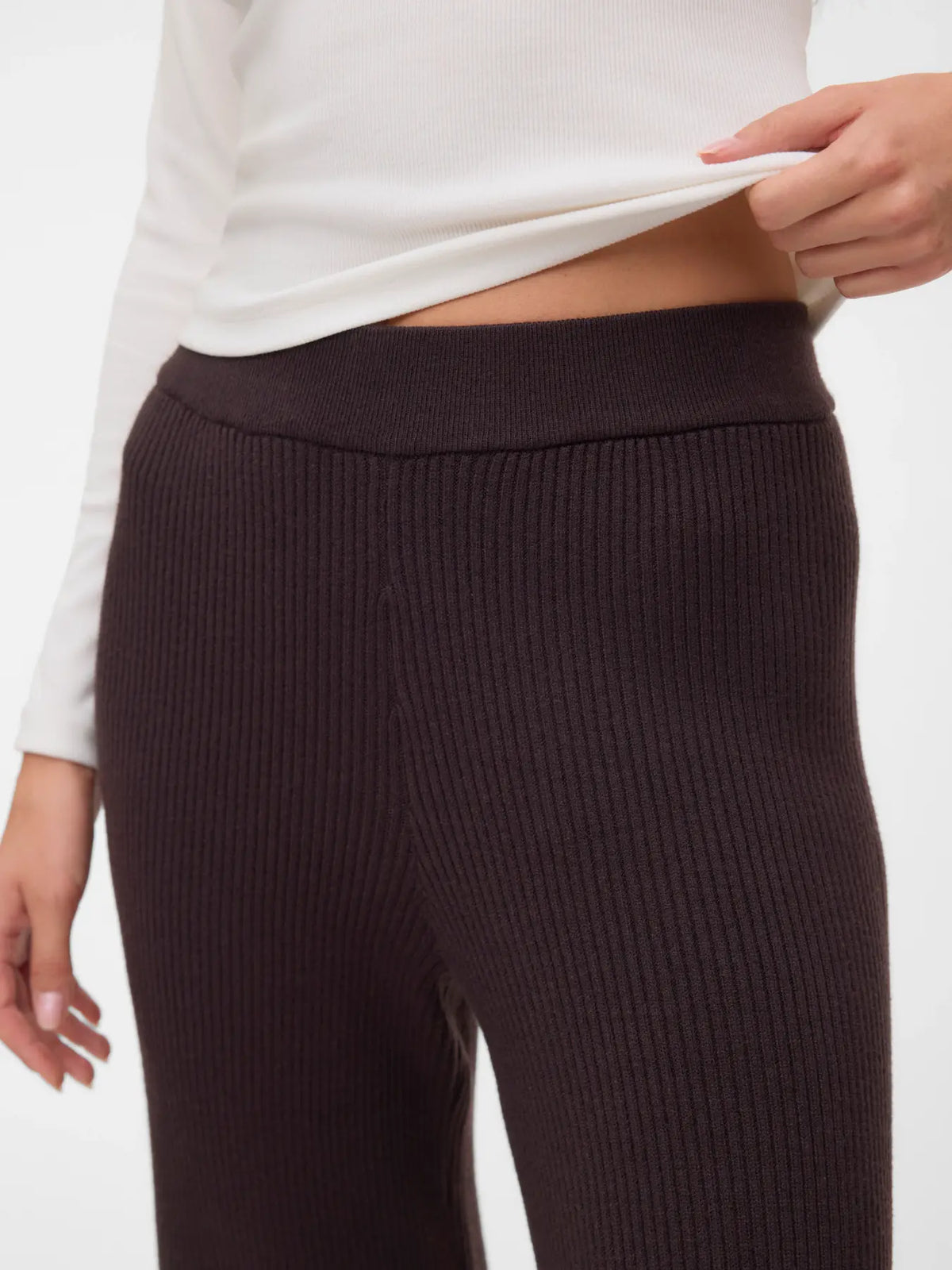 VM GOLD LUX RIBBED PANT - CHOCOLATE TORTE