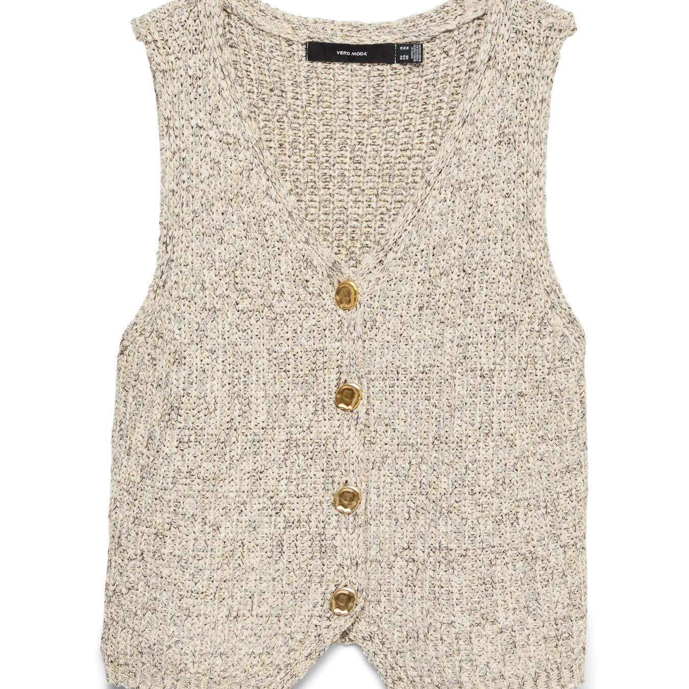 VM PENELOPE KNIT V NECK VEST - BIRCH DETAIL