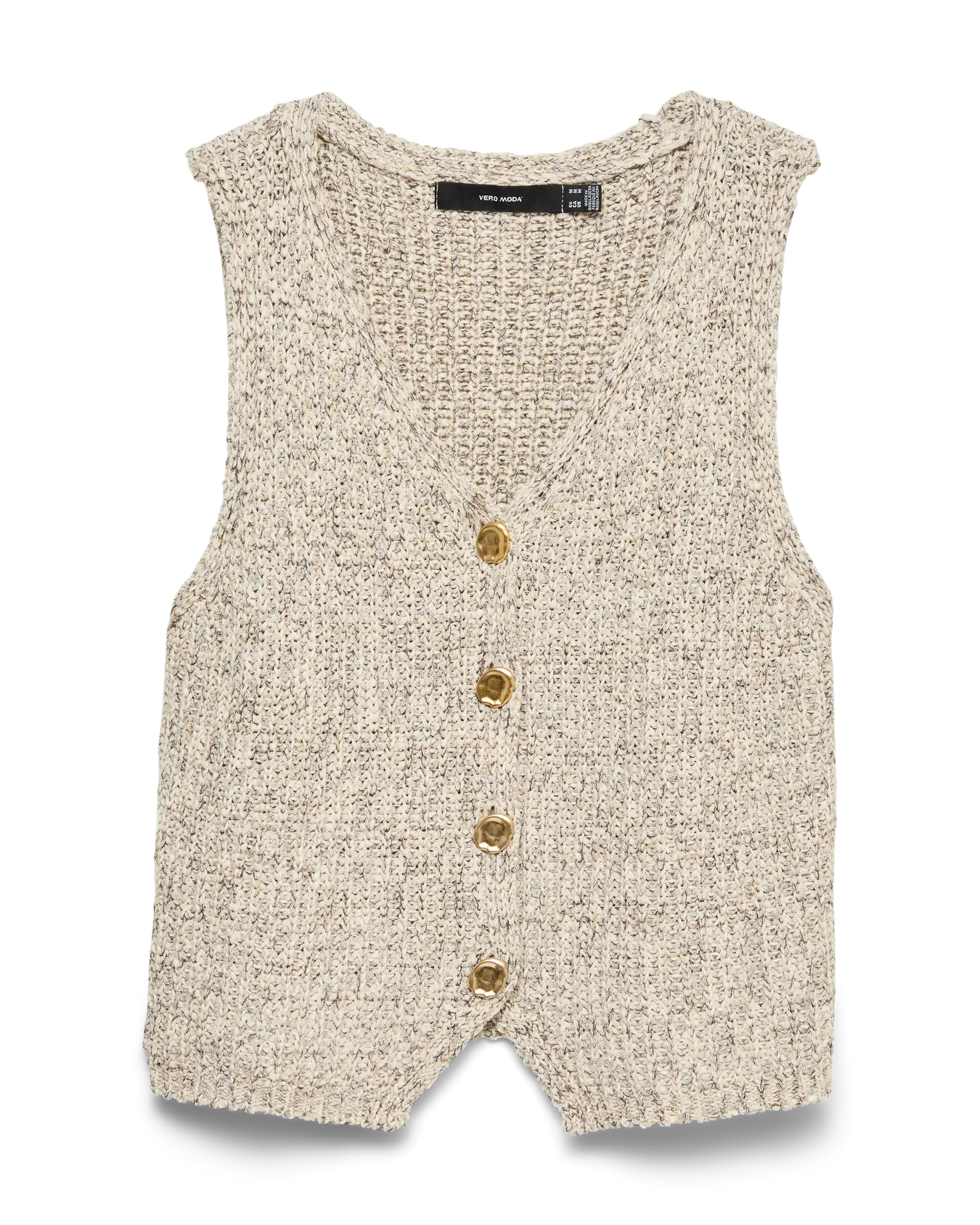 VM PENELOPE KNIT V NECK VEST - BIRCH DETAIL