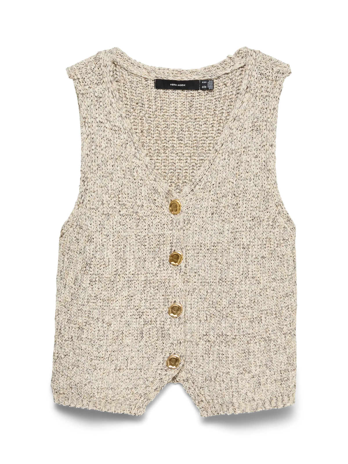 VM PENELOPE KNIT V NECK VEST - BIRCH DETAIL