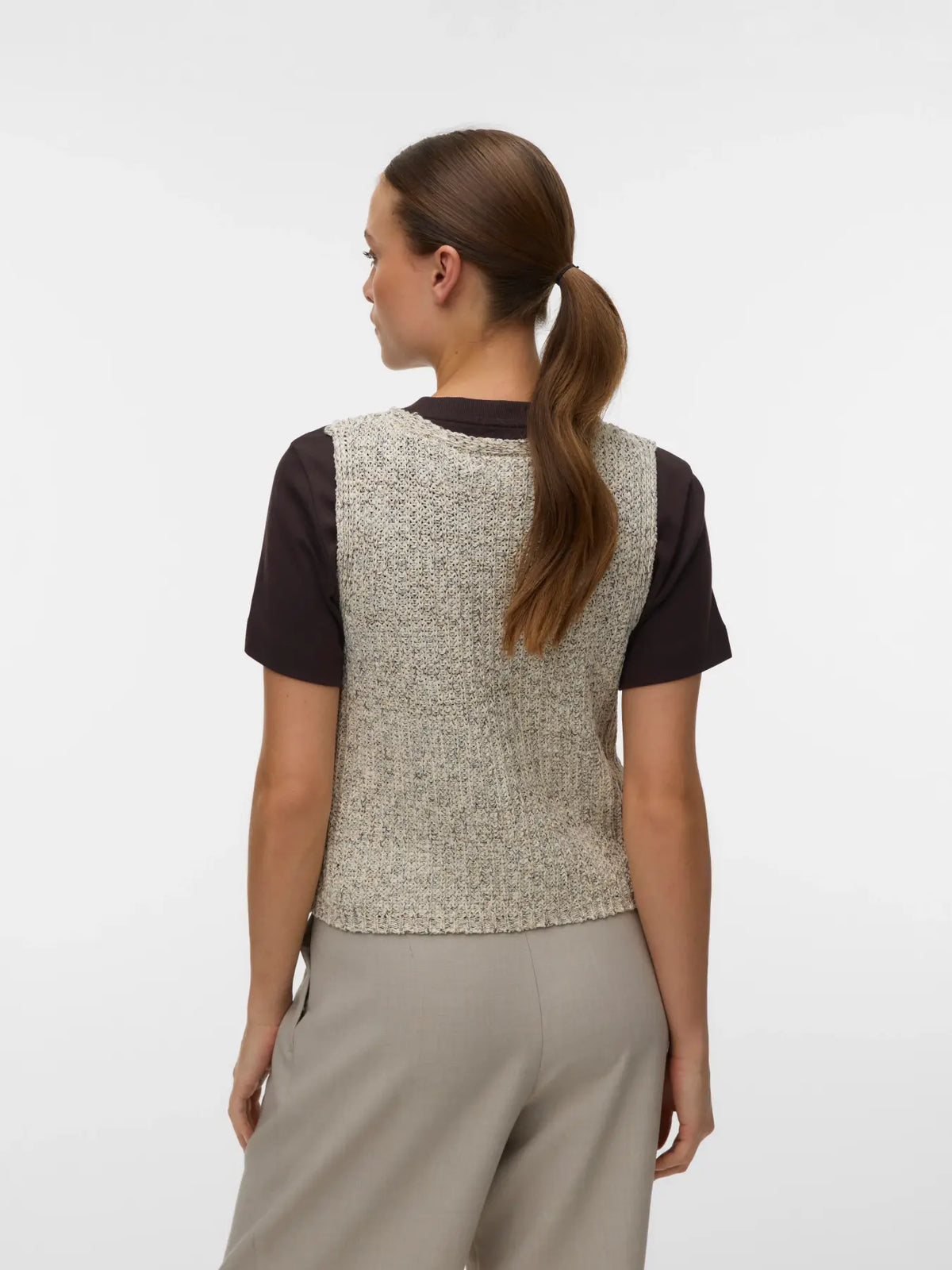 VM PENELOPE KNIT V NECK VEST - BIRCH DETAIL