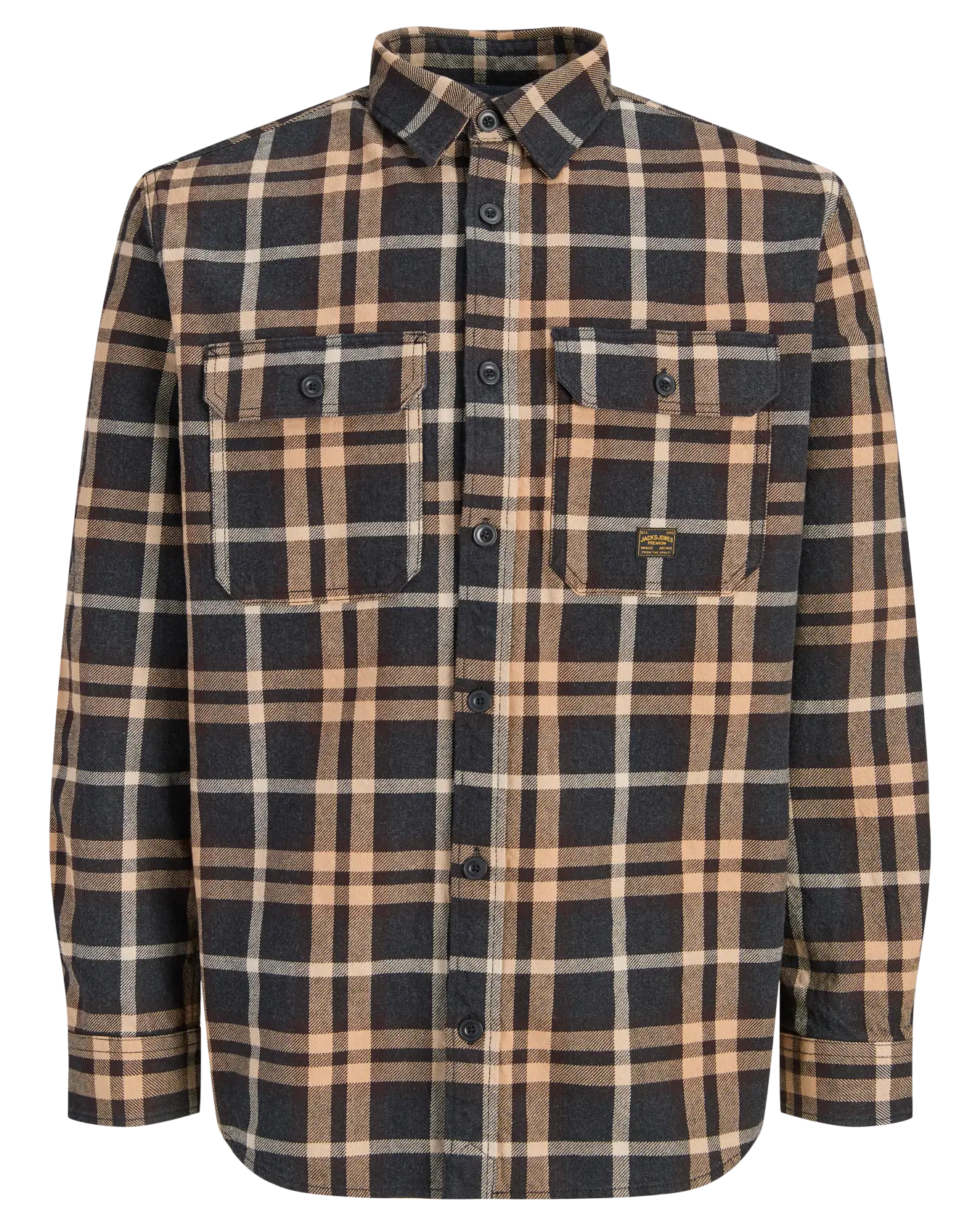 JJ IVY CHECK LS OVERSHIRT - GANACHE
