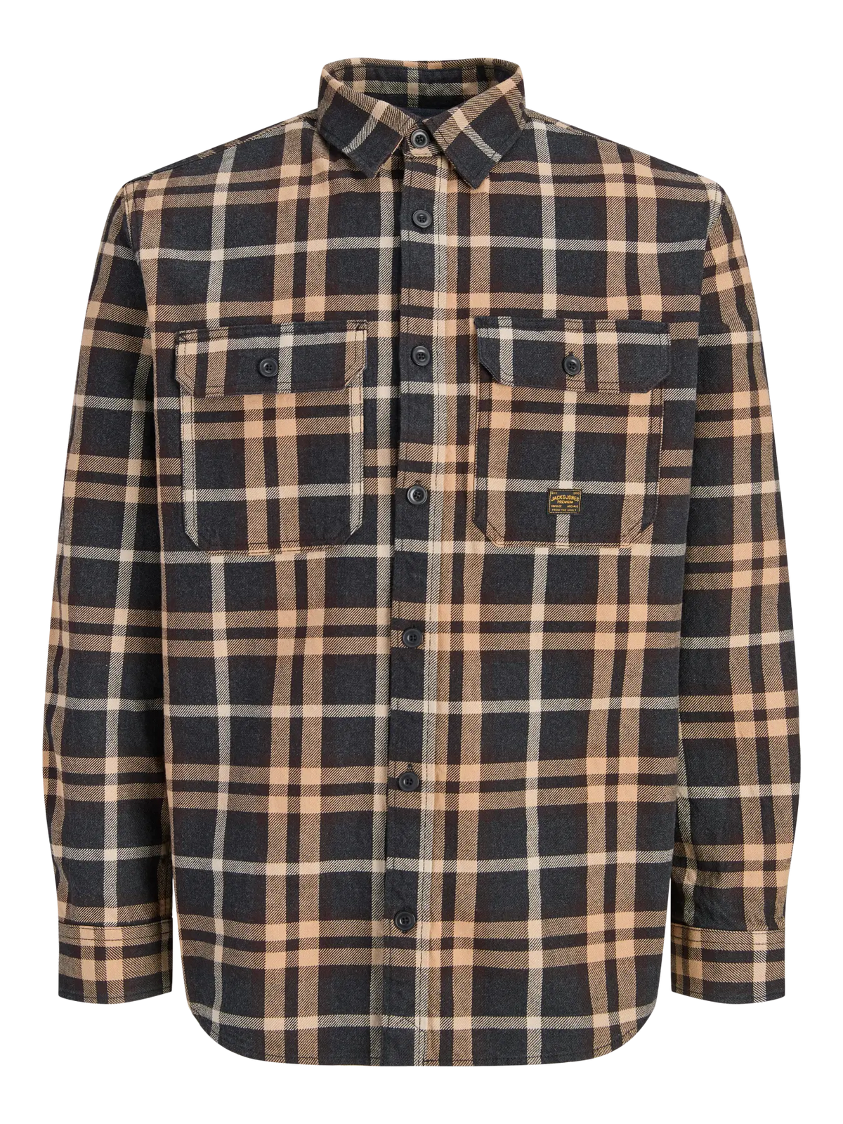 JJ IVY CHECK LS OVERSHIRT - GANACHE