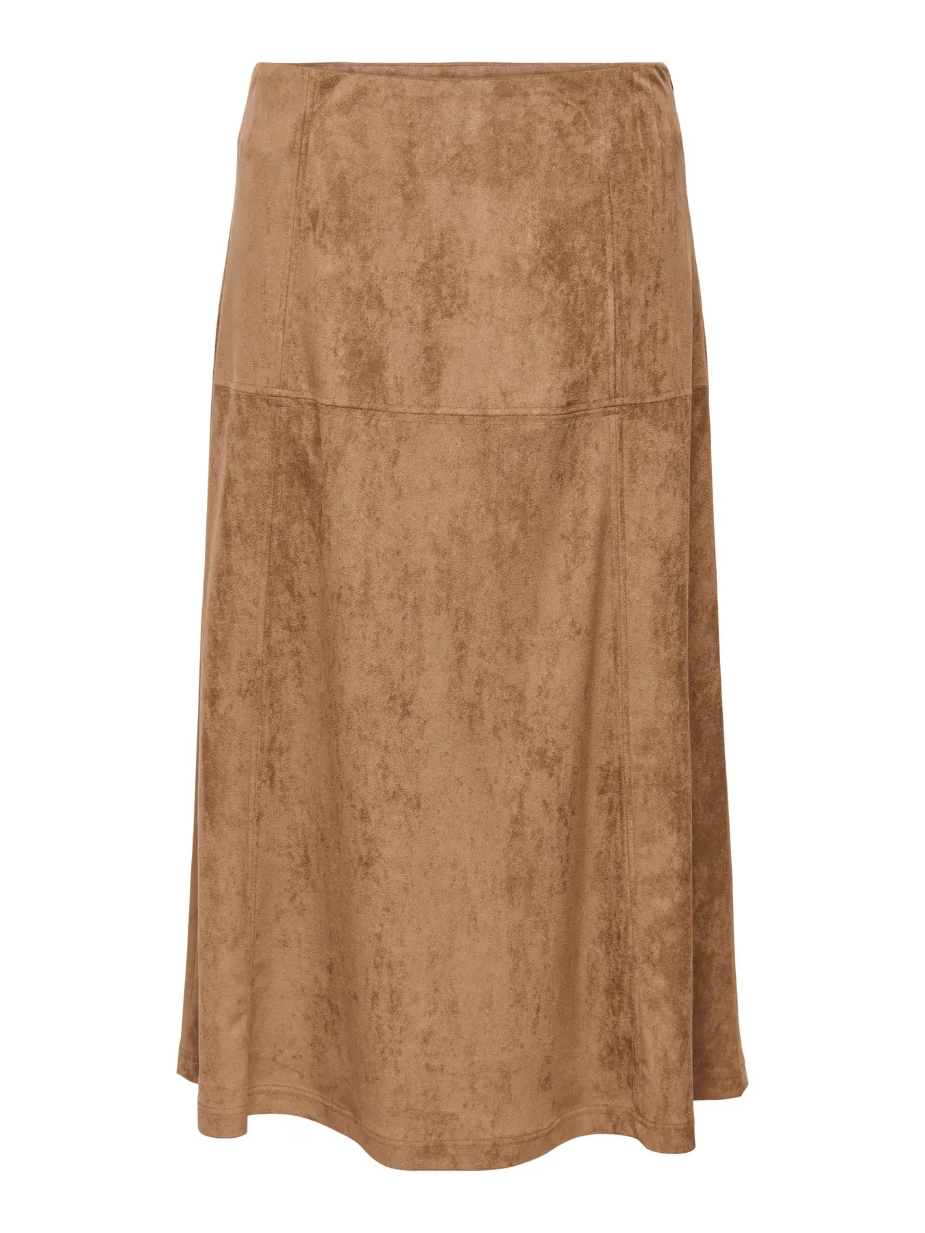ONLY LIXA LONG FAUX SUEDE SKIRT - BISON