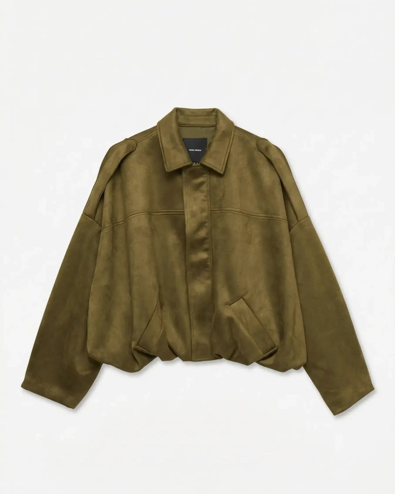 VM HAZEL FAUX SUEDE BOMBER JACKET - MILITARY OLIVE