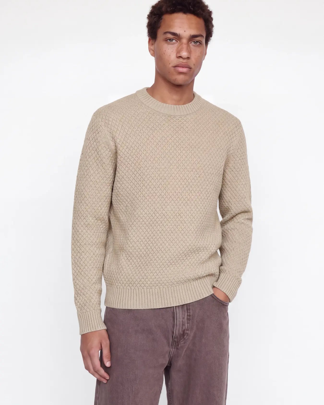 JJ BLAKE KNIT CREW NECK PULLOVER - MOONBEAM