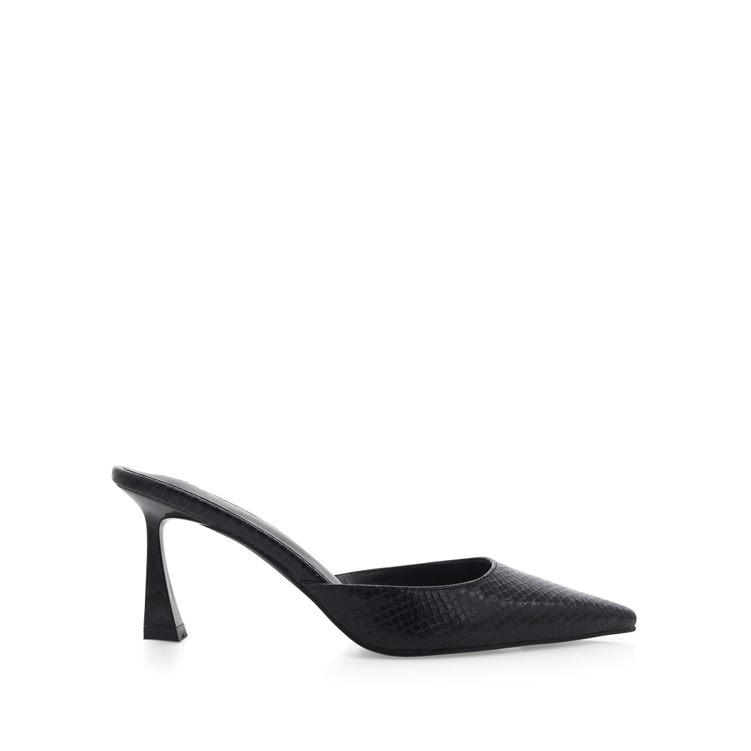 BILLINI YOVANNI OPEN BACK HEELS - BLACK SCALE