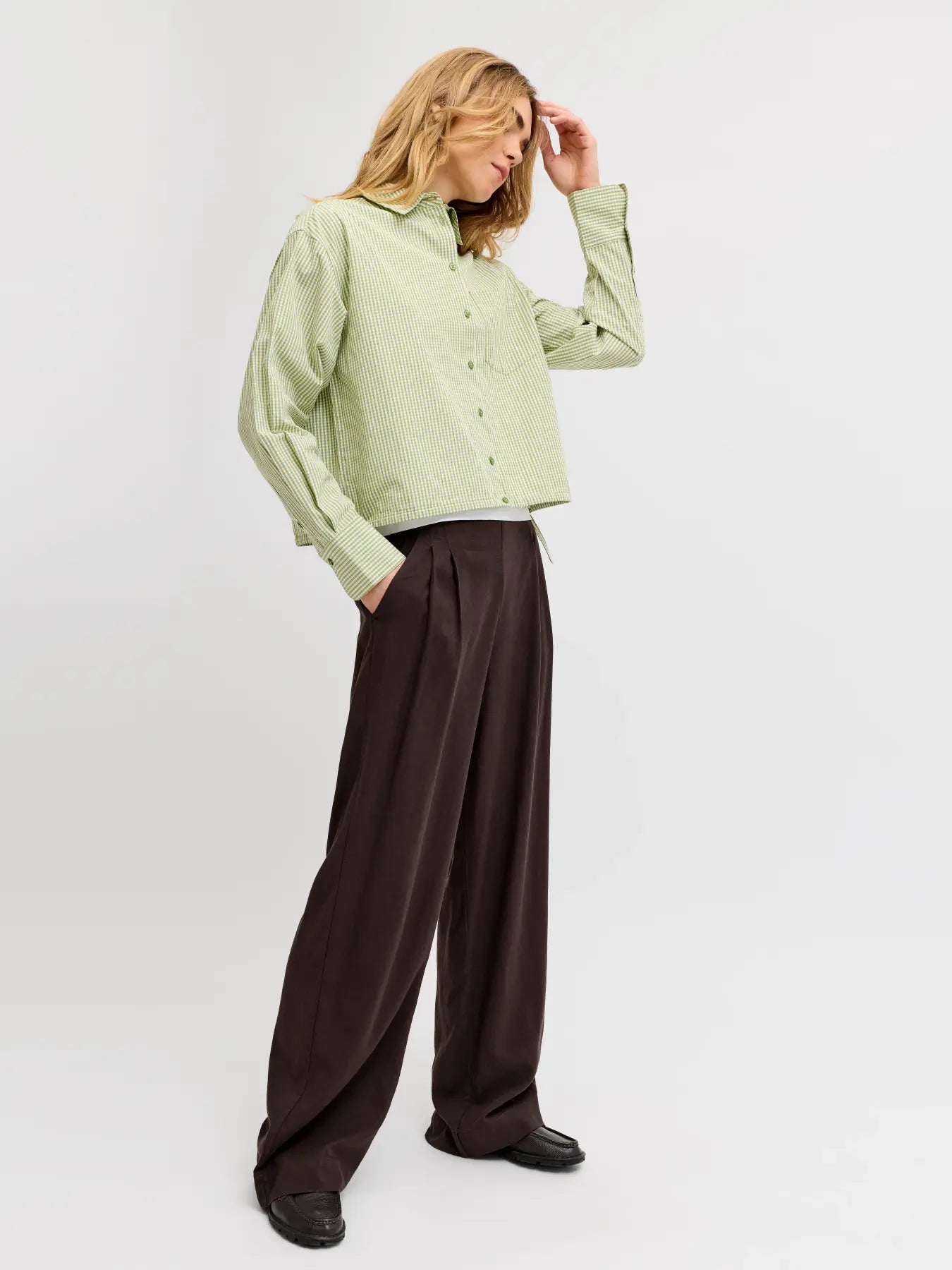 JJXX ALMIRA LINEN LOOSE PANT - SEAL BROWN