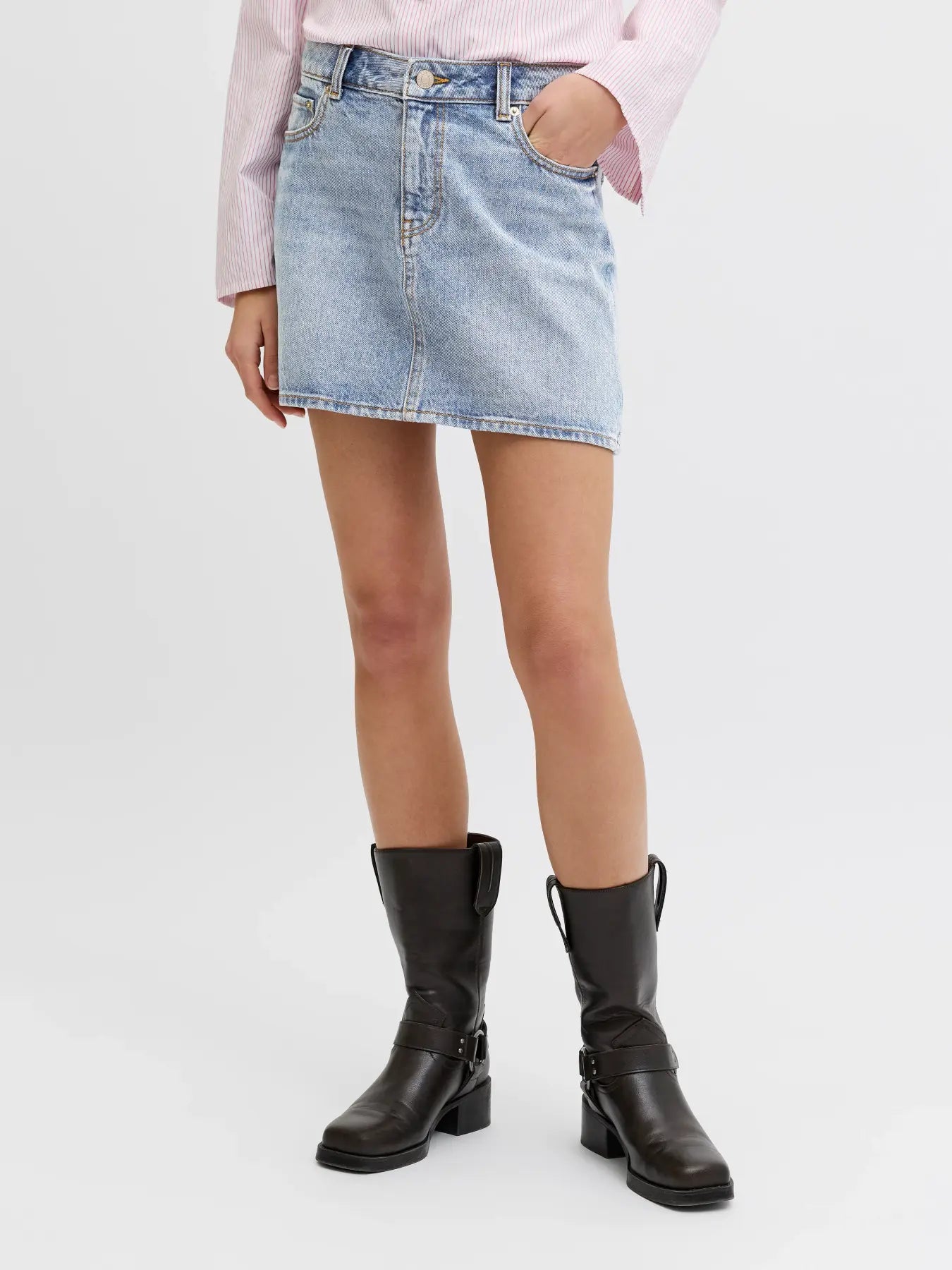 JJXX LAURA DENIM SKIRT - LIGHT BLUE DENIM