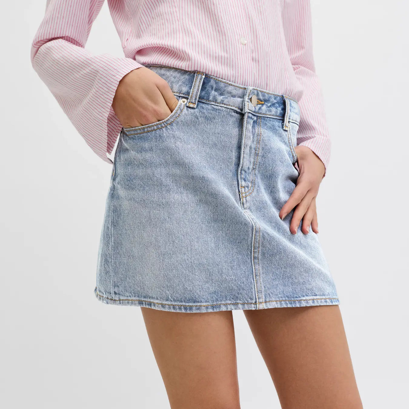 JJXX LAURA DENIM SKIRT - LIGHT BLUE DENIM