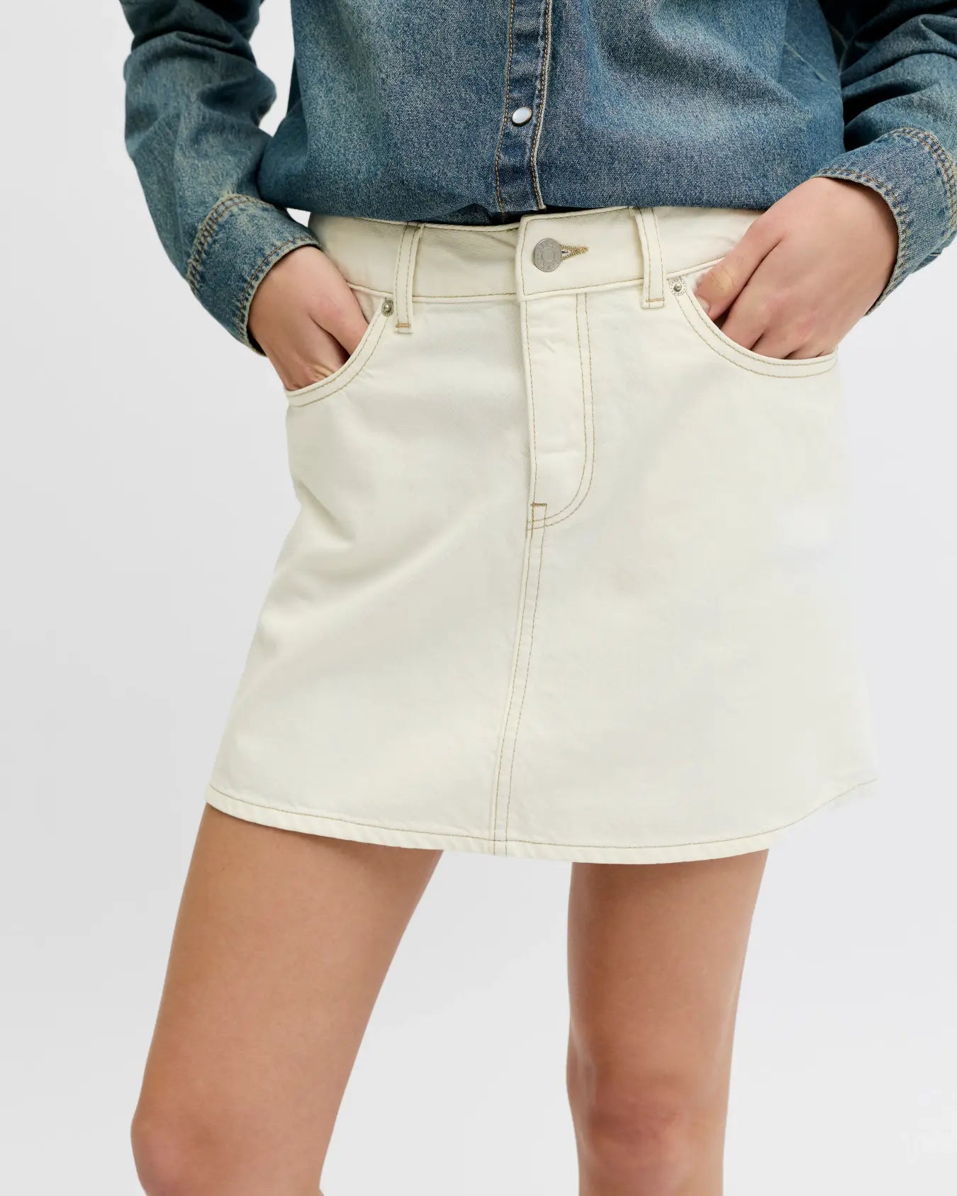 JJXX LAURA DENIM SKIRT - OFF WHITE