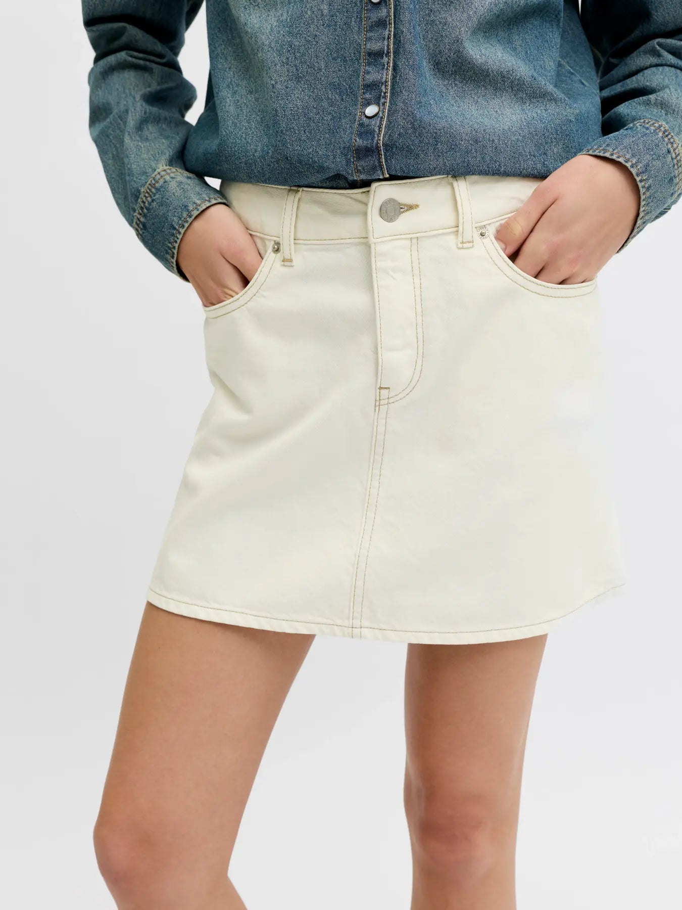 JJXX LAURA DENIM SKIRT - OFF WHITE