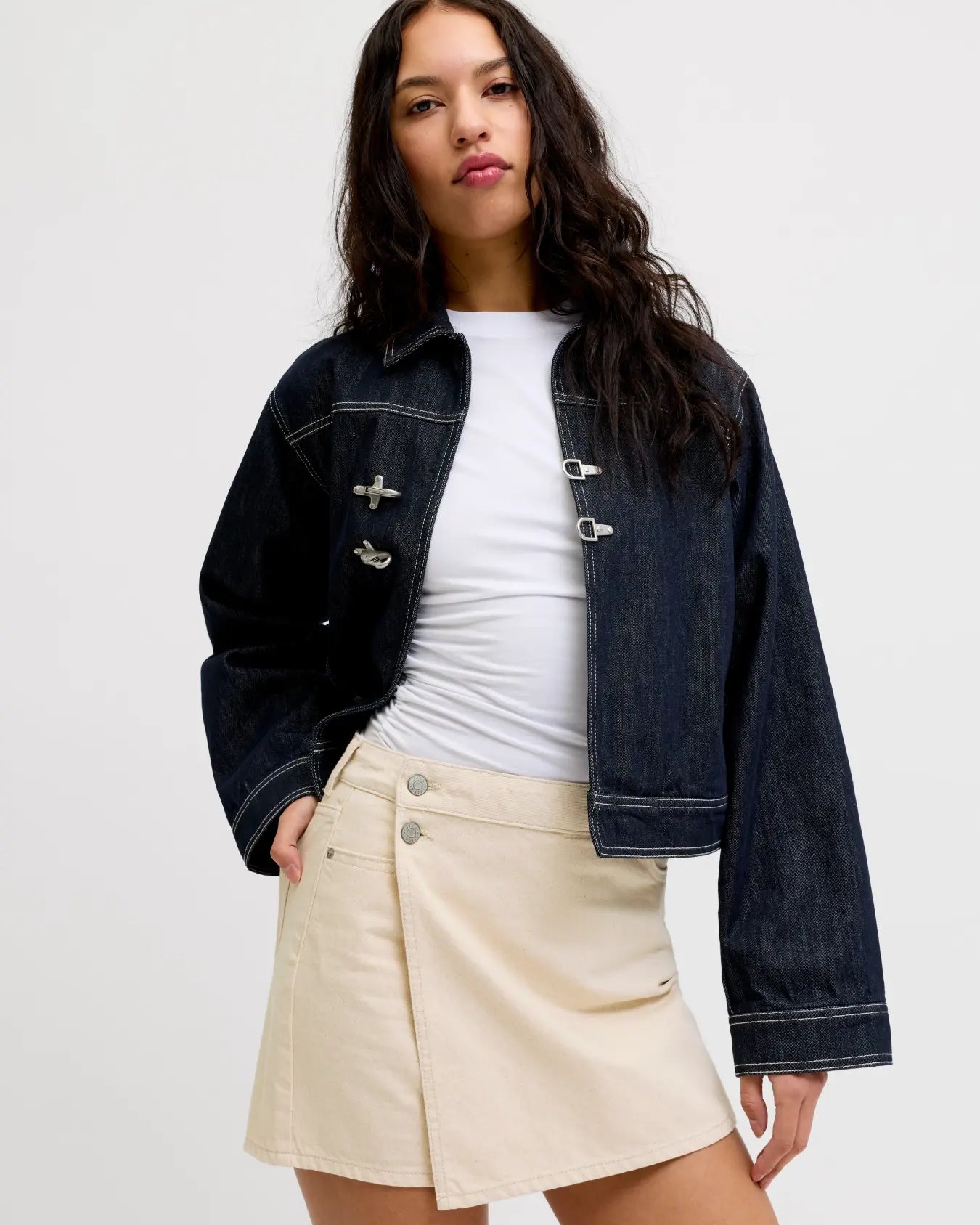 JJXX GRETA DENIM SKORT - ECRU