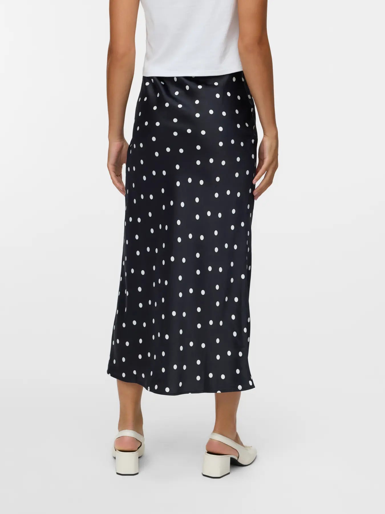VM KIMA SLIT MIDI SKIRT - BLACK DOTS