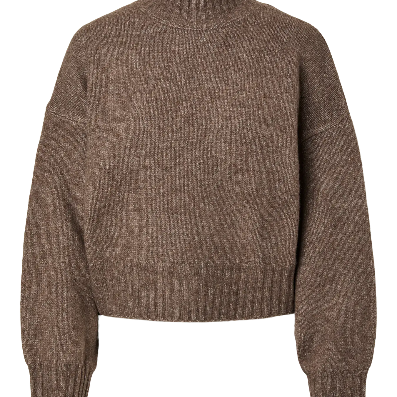 PIECES AICO HIGHNECK SHORT SWEATER - COFFEE QUARTZ