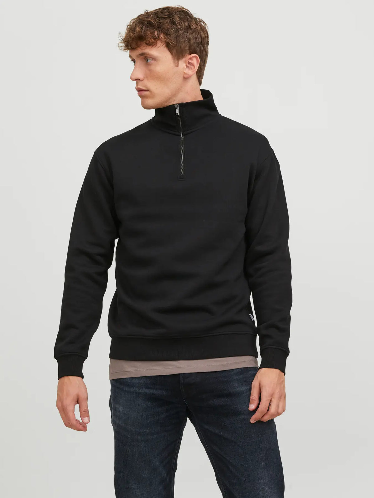 JJ BRADLEY SWEAT HALF ZIP PULLOVER - BLACK