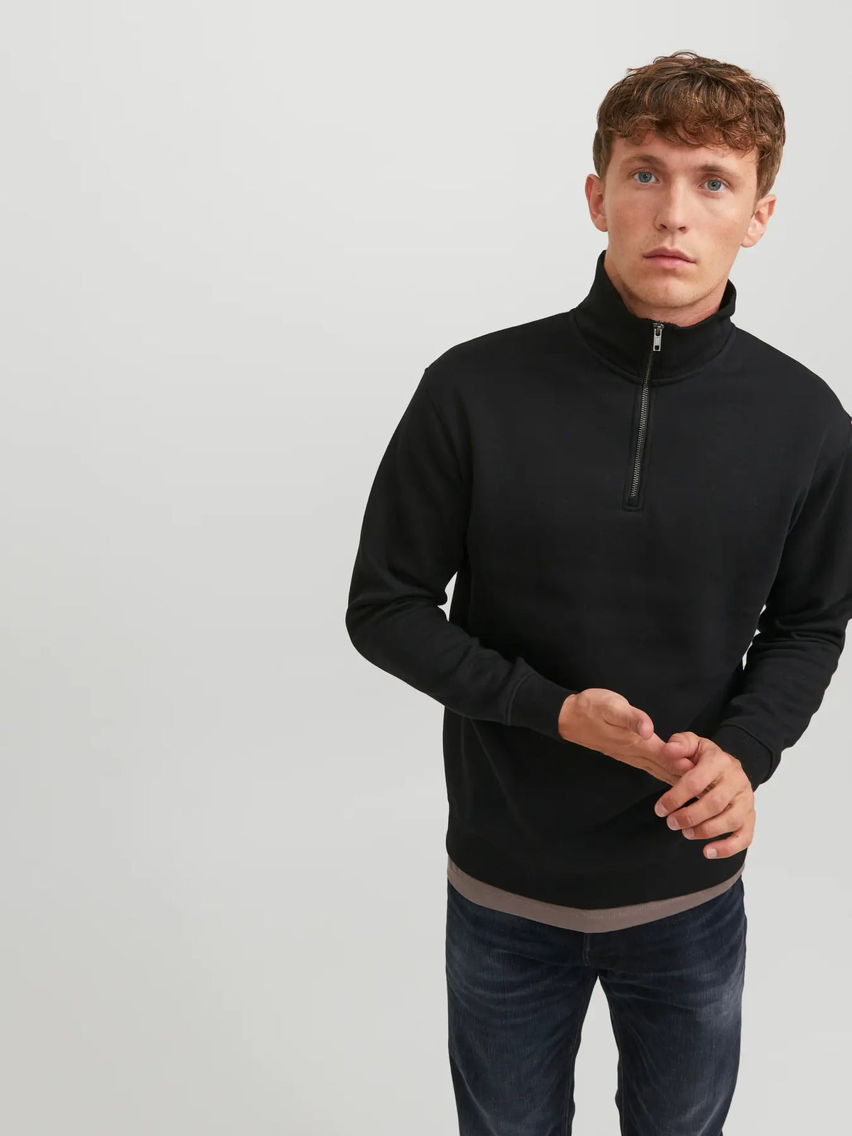 JJ BRADLEY SWEAT HALF ZIP PULLOVER - BLACK
