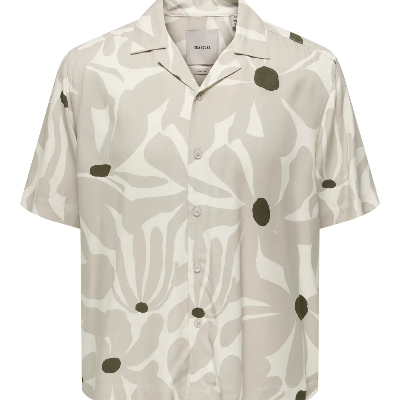 ONLY + SONS DASH PRINTED RESORT SHIRT - SILVER LINING