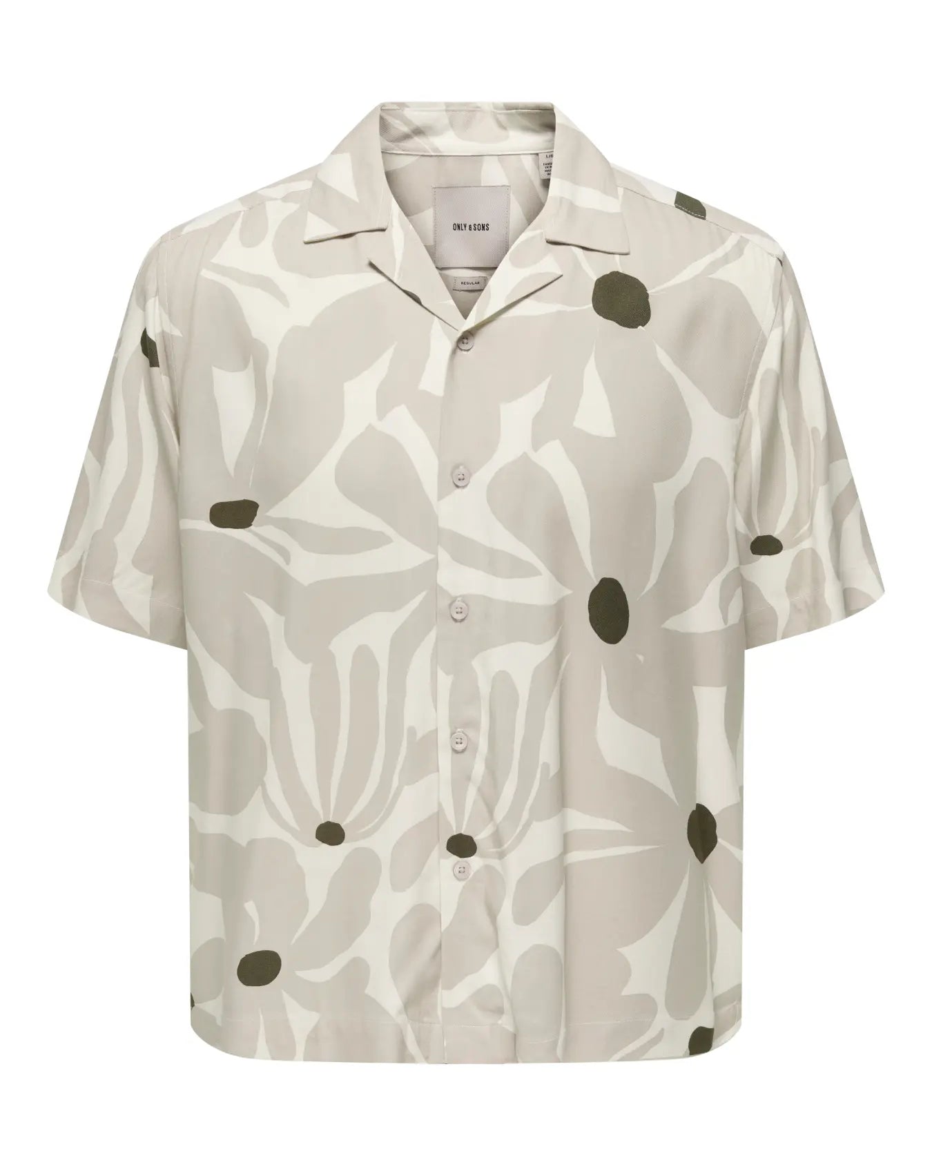 ONLY + SONS DASH PRINTED RESORT SHIRT - SILVER LINING