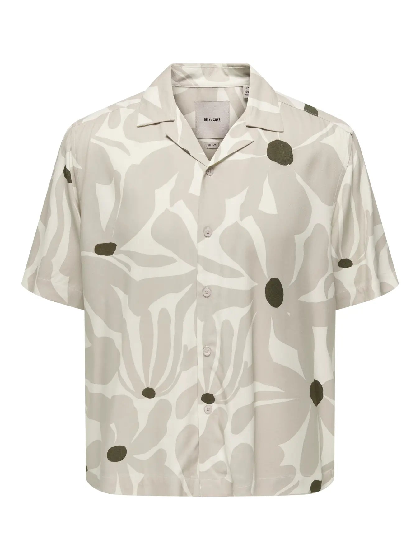 ONLY + SONS DASH PRINTED RESORT SHIRT - SILVER LINING