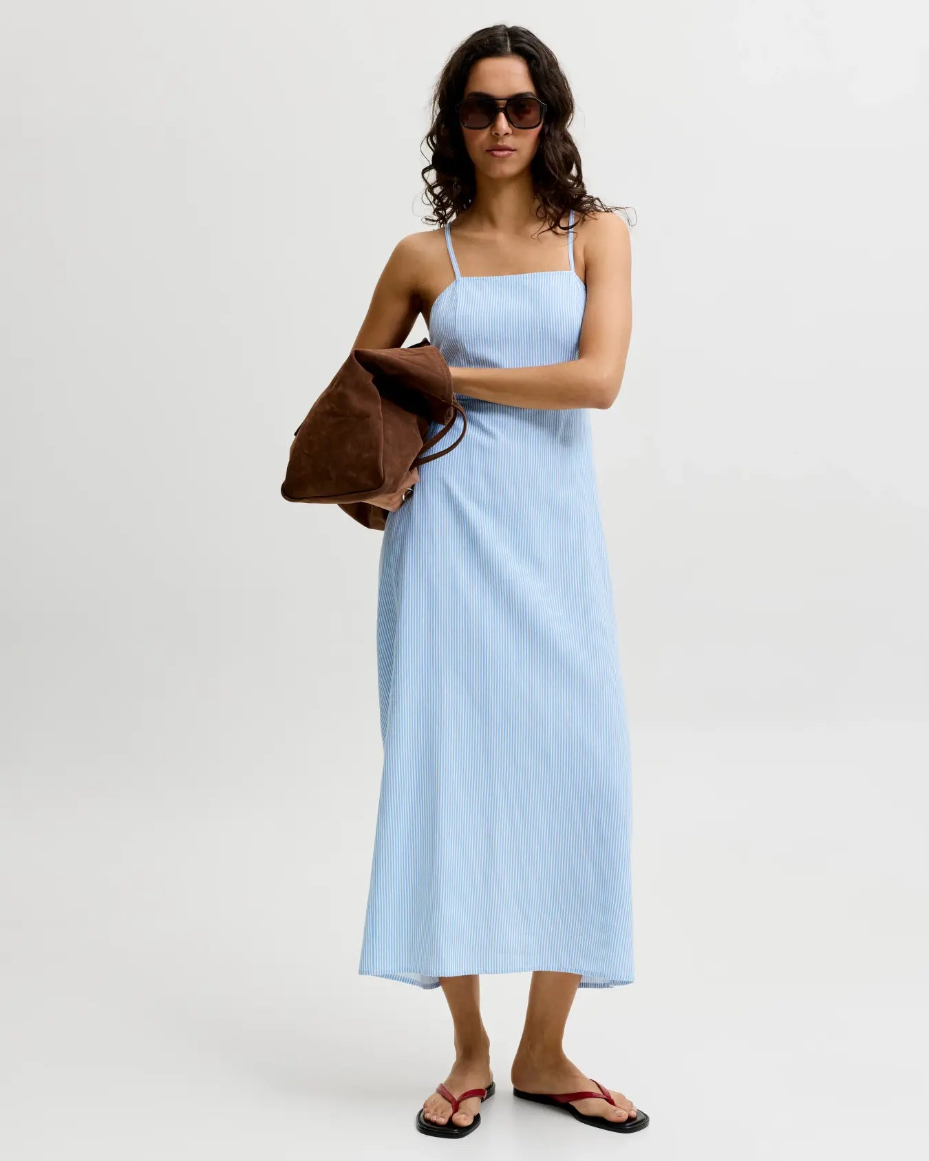 JJXX ANIKA OPEN BACK MIDI DRESS - BLISSFUL BLUE