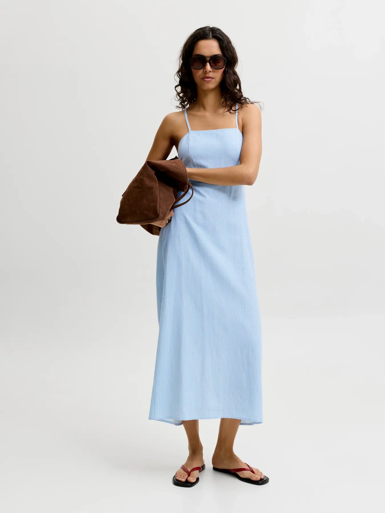 JJXX ANIKA OPEN BACK MIDI DRESS - BLISSFUL BLUE