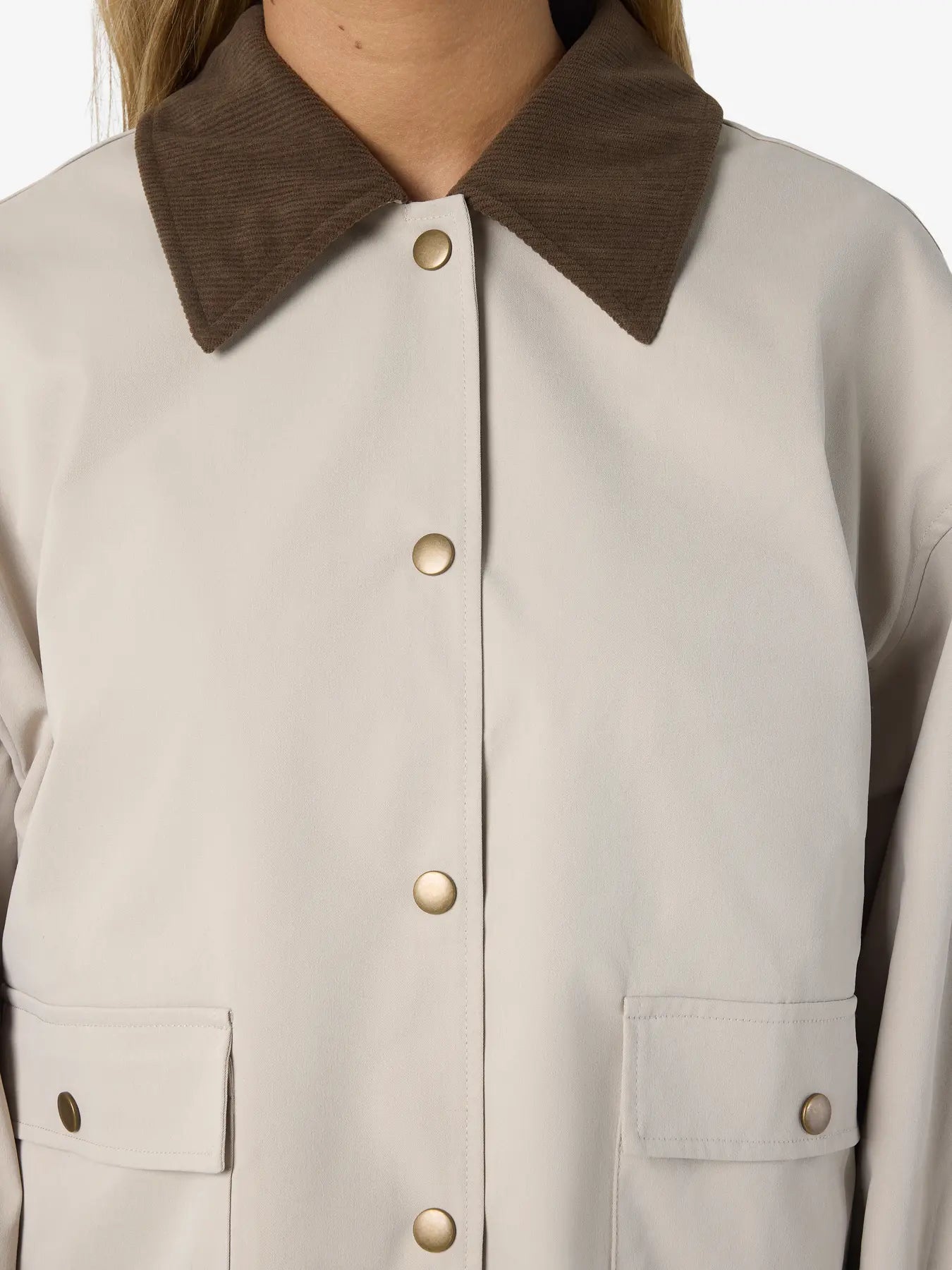 NM NORA CORDUROY COLLAR JACKET - SILVER LINING