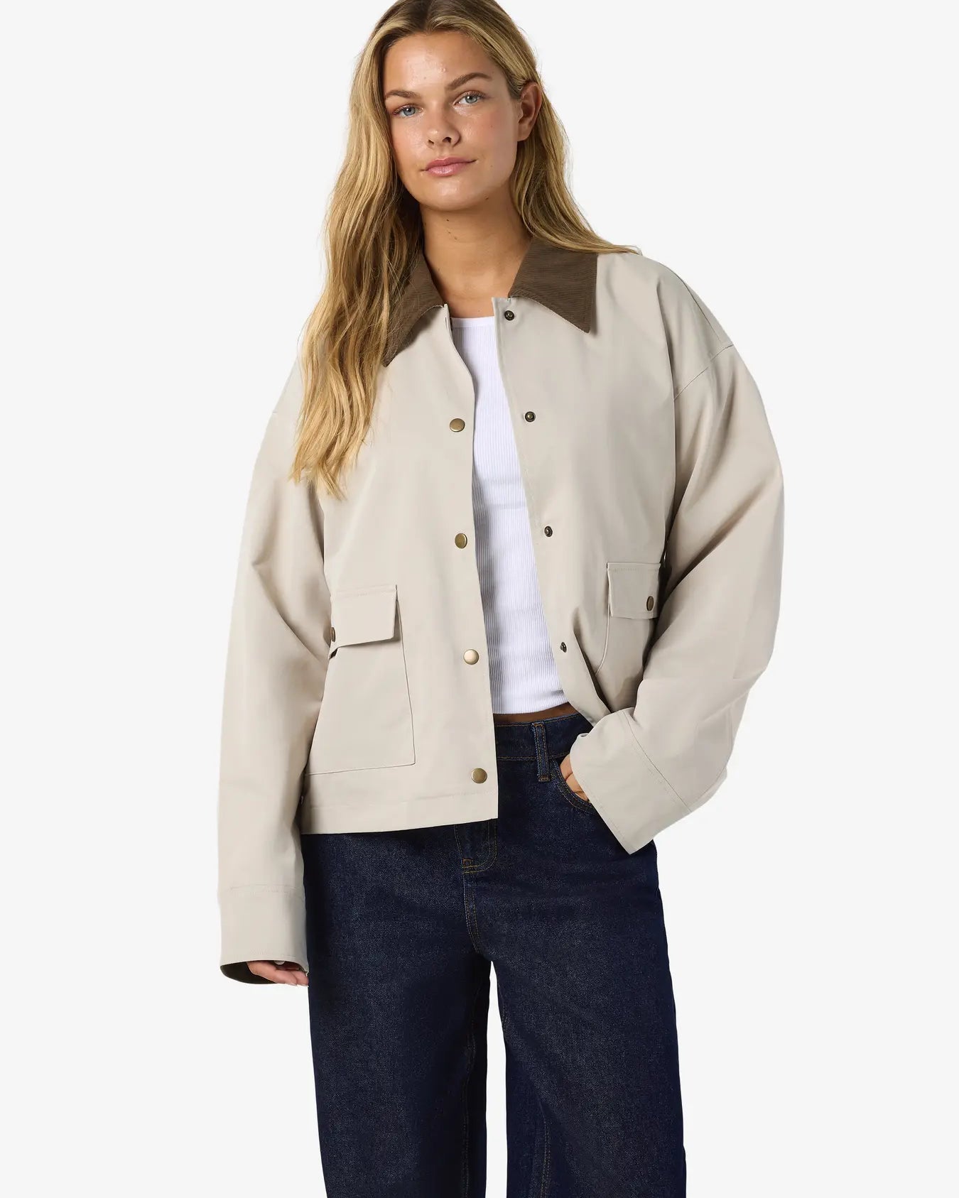 NM NORA CORDUROY COLLAR JACKET - SILVER LINING