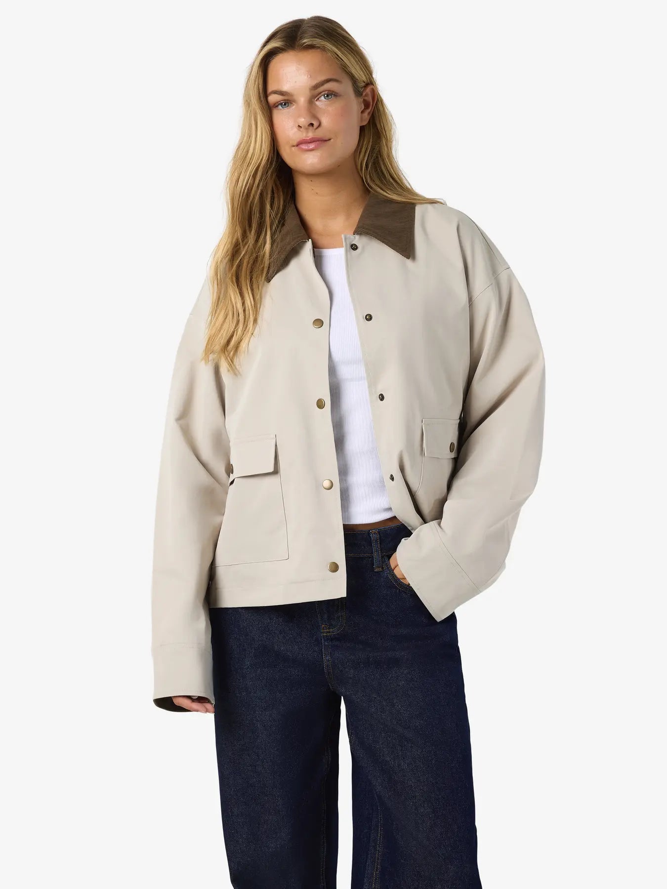 NM NORA CORDUROY COLLAR JACKET - SILVER LINING