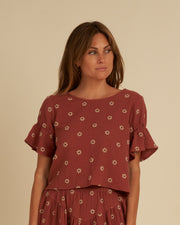 RYLEE + CRU FRANCIE BLOUSE - EMBROIDERED DAISY
