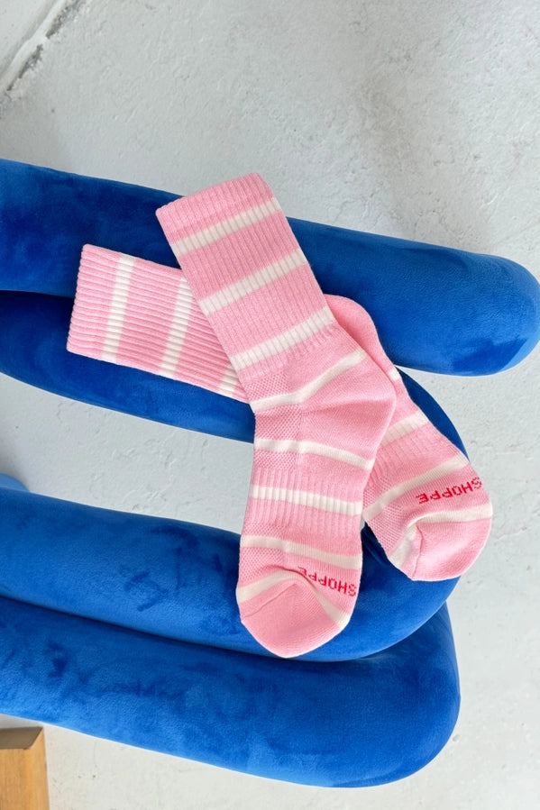 LE BON SHOPPE BOYFRIEND STRIPE SOCKS - PINK WHITE