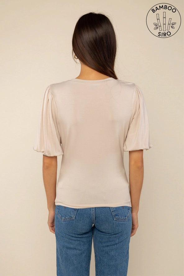 REAGAN BAMBOO PUFF TEE - SAND