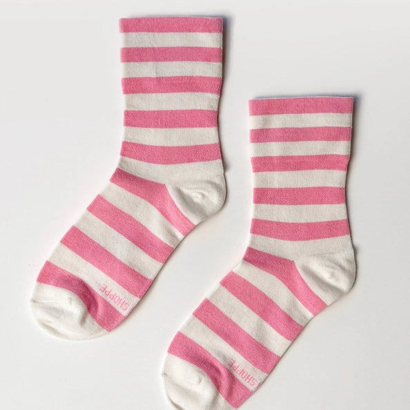 LE BON SHOPPE WALLY SOCKS - WIDE ROSE STRIPE