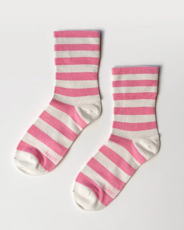 LE BON SHOPPE WALLY SOCKS - WIDE ROSE STRIPE