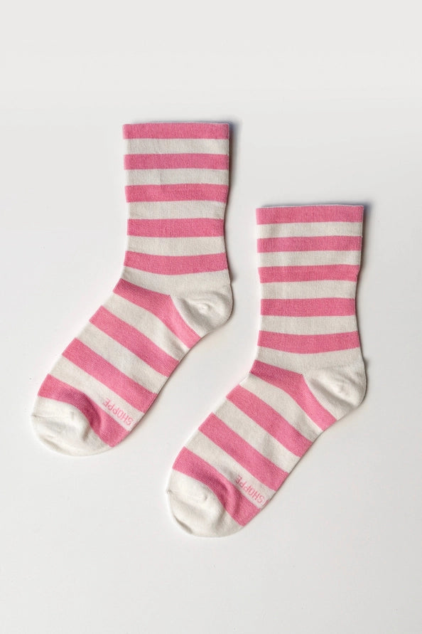 LE BON SHOPPE WALLY SOCKS - WIDE ROSE STRIPE