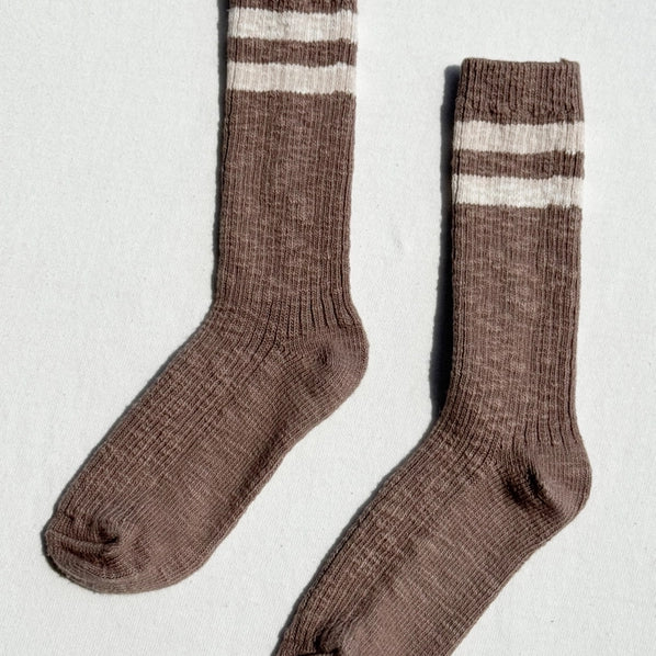 LE BON SHOPPE COTTAGE VARSITY SOCKS - FLAX