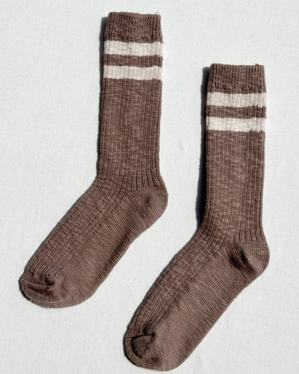 LE BON SHOPPE COTTAGE VARSITY SOCKS - FLAX