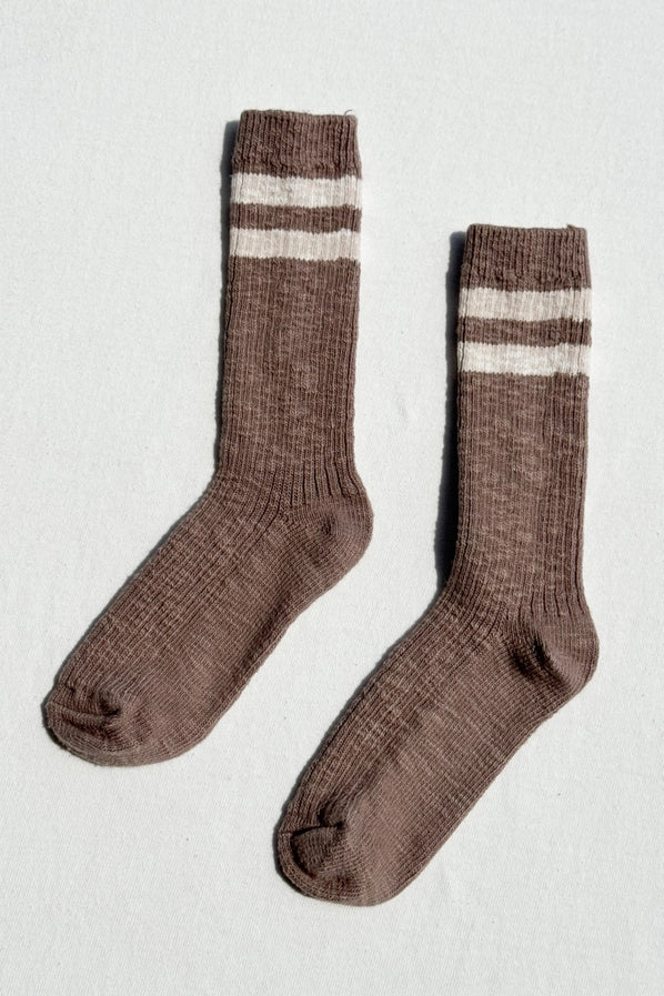 LE BON SHOPPE COTTAGE VARSITY SOCKS - FLAX