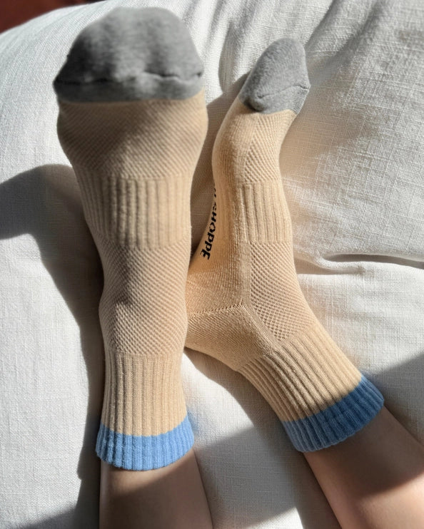 LE BON SHOPPE COLOR BLOCK GIRLFRIEND SOCKS - YELLOW BLUE