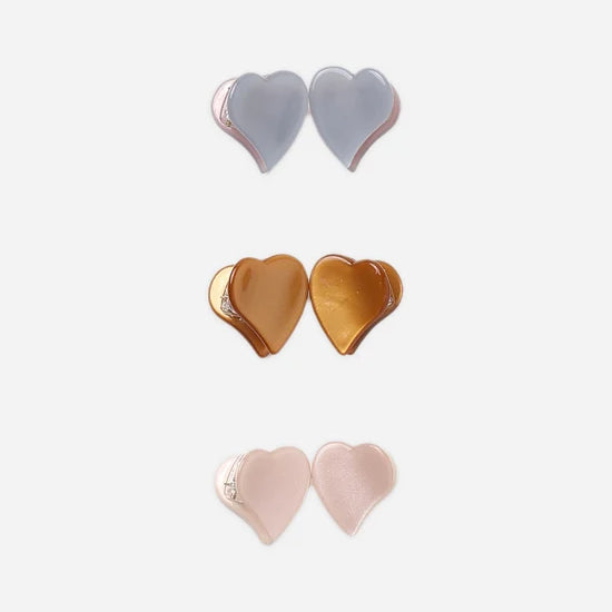 RYLEE + CRU HEART MINI CLIPS - DUSTY BLUE. CLAY. BLUSH.