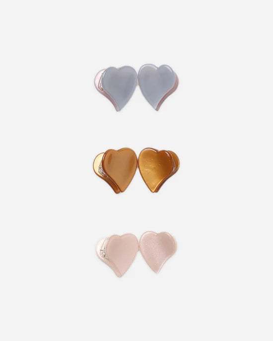RYLEE + CRU HEART MINI CLIPS - DUSTY BLUE. CLAY. BLUSH.