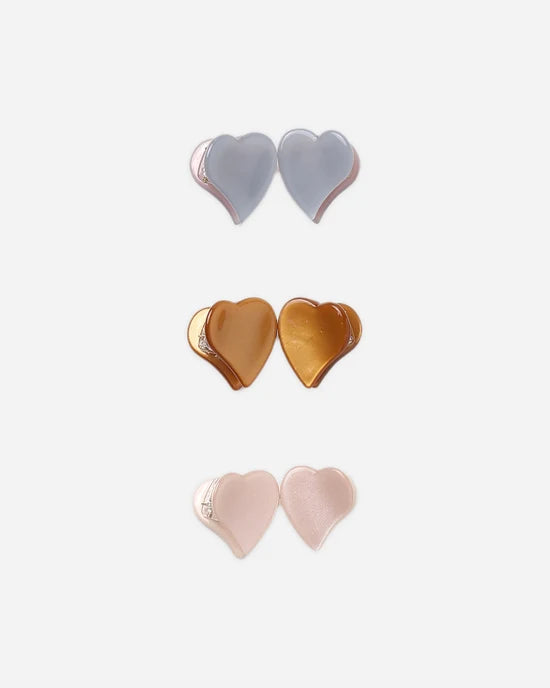 RYLEE + CRU HEART MINI CLIPS - DUSTY BLUE. CLAY. BLUSH.