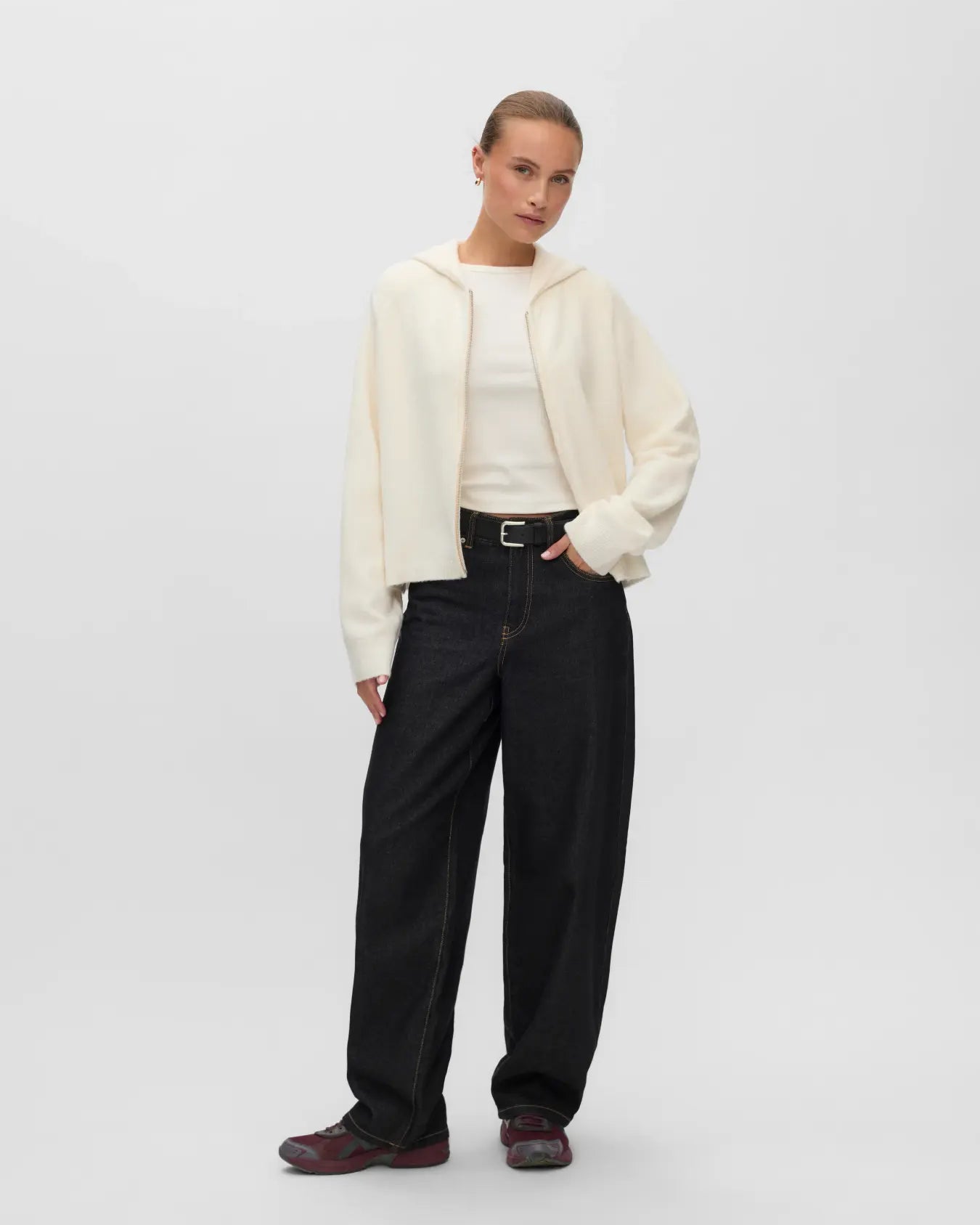 VM BESTI KNIT HOODED ZIP SWEATER - BIRCH