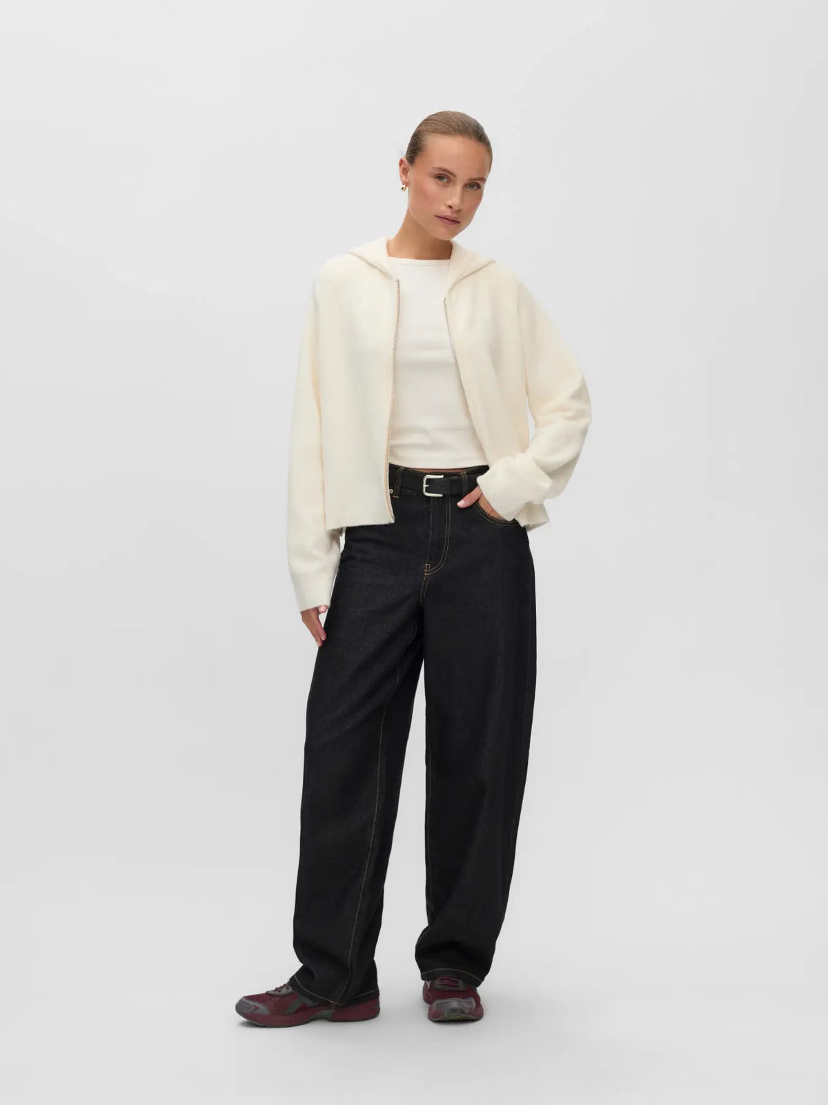 VM BESTI KNIT HOODED ZIP SWEATER - BIRCH