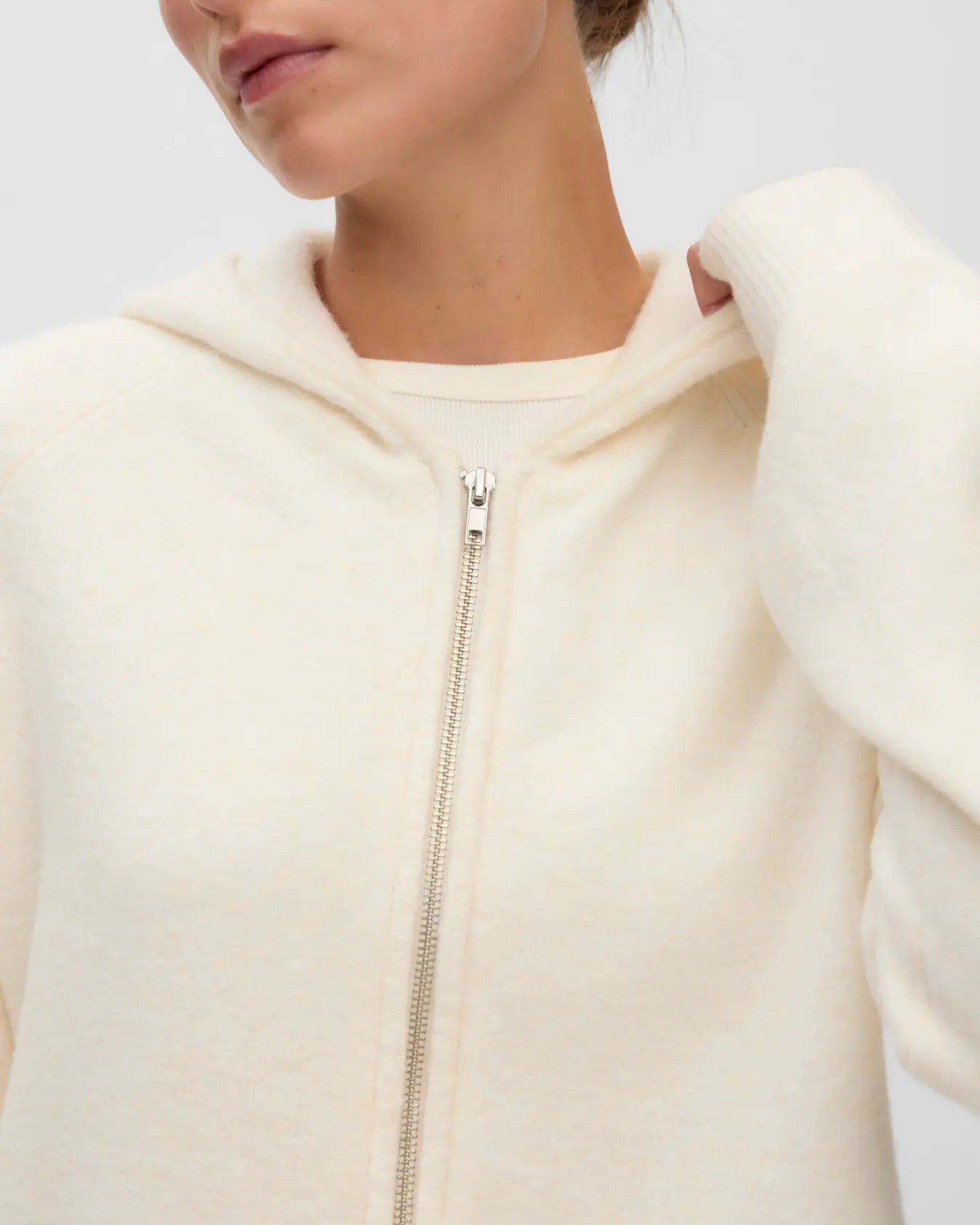 VM BESTI KNIT HOODED ZIP SWEATER - BIRCH