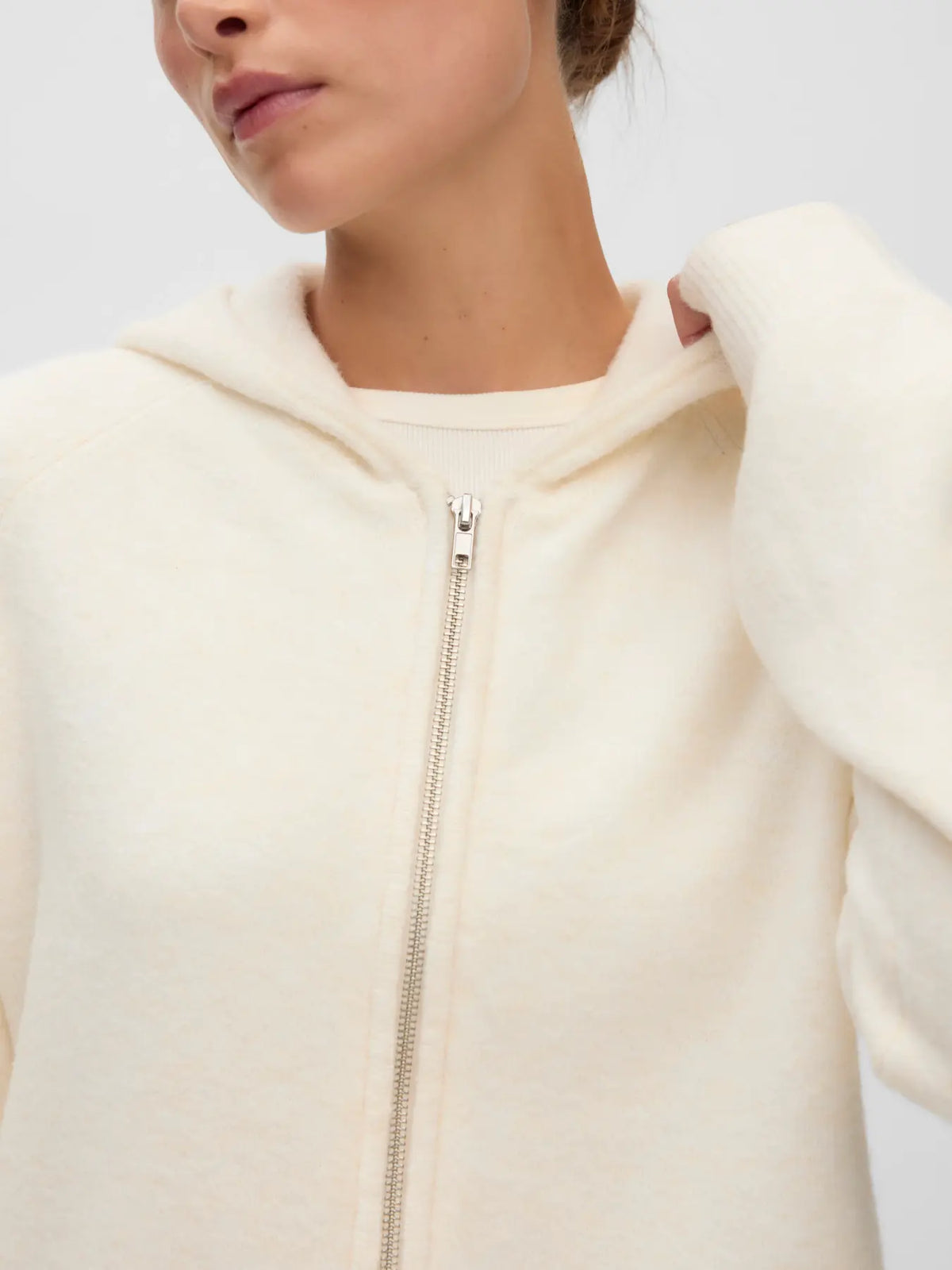 VM BESTI KNIT HOODED ZIP SWEATER - BIRCH