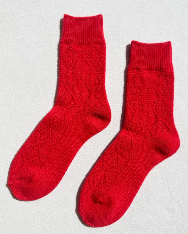 LE BON SHOPPE CASHMERE POINTELLE SOCKS - RED